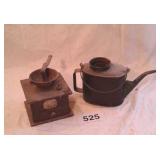 old coffee grinder in oil can