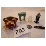 OLD CIGARETTE CASE, EB BADGER TAG, ETC