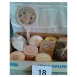 VTG. DUSTING POWDERS..NEW, HAND MIRROR, ROLLERS