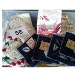 TOTE FANCY WORK, DISH TOWELS, NAPKINS, ETC.