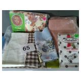 TOTE OF MISC. SHEETS, TOWELS