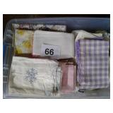 TOTE OF MISC. SHEETS & PILLOW CASES