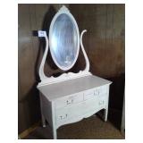 OAK WHITE DRESSER & BEVELED MIRROR 40X20"