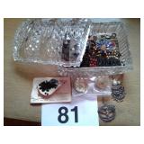 GLASS DISH, MISC.. JEWELRY