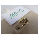 925 STERLING GOLD TONE RAM RING...SIZE 7-8