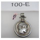 STERLING SILVER GREEK, ROMAN COIN PENDANT..17.1 GR