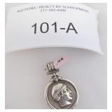 STERLING SILVER GREEK, ROMAN COIN PENDANT..17.7GR.