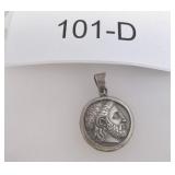 STERLING SILVER GREEK, ROMAN COIN PENDANT..19.3 GR