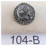 SILVER ANCIENT COIN  GREEK...PENDANT/PIN....14.2GR