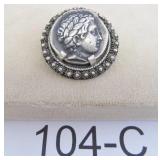SILVER ANCIENT GREEK COIN...PENDANT/PIN....12.6GR
