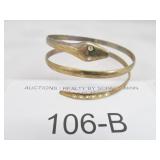 VINTAGE GOLD TONE SNAKE BRACELET W/ RHINESTONES