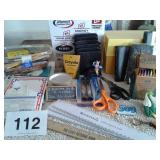 MISC. OFFICE SUPPLIES, OLD CRAYONS, ETC.