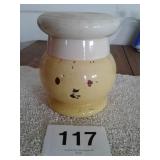 VINTAGE YELLOW HAPPY FACE COOKIE JAR ..8"