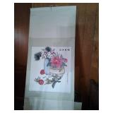 JAPANESE WALL HANGING, ..68X28", & MISC ITEMS