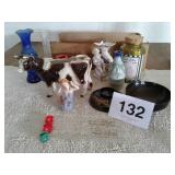 JAPAN COW, GLASS STIRERS,  VASES, ETC