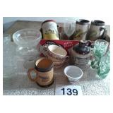 BOX OF MISC ROMA CUP, MAYER CUPS, BROWN JUG & ETC.