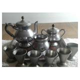 GORHAM PEWTER TEA SET ..1 CUP BENT