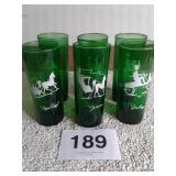 SET OF 6 GREEN COLLECTER GLASSES