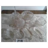 FANCY GLASSWARE, BOWLS, BASKET, COMPOTE