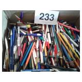 LARGE BOX OF INK PENS & PENCILS
