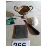 MISC. VINTAGE ITEMS,SOAP STONE, GLASS MUSHROOM