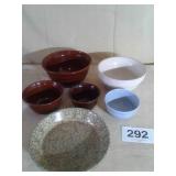 STONEWARE BOWLS, PIE PLATE, MARCREST, USA,