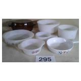 MIXING BOWLS, FIRE KING, BROWN BAKING DISH