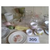 MISC PYREX MEASURING CUPS, TEA CUPS