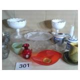 VINTAGE MILK GLASS COMPOTES,PILGRIM GLASS, ETC
