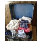 OLD SUITCASE WITH VINTAGE CLOTHING