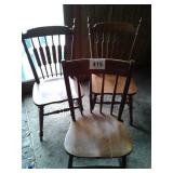 3 WOOD CHAIRS- 2 TELL CITY MATCHING, 1 OFF BRAND
