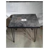 ANTIQUE TABLE- WOOD TOP METAL FRAME