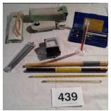 2 MERCURY CHEMICAL THERMOMETERS, GE LIGHT METER,