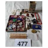 COSTUME JEWELRY, BUTTONS, VTG LIPSTICK, TONY LAMA