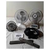 3.SMALL TABLE TOP FANS, HEAD PHONES, &