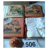 VTG HALLOWEEN NAPKINS, LIDDED CONTAINERS, BOX OF