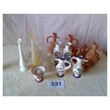 FENTON, MILK GLASS VASE,  CLAY POTTERY, ETC