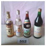 4 BOTTLES SEALED RUM,GREEK WINE, SAKE, ETC
