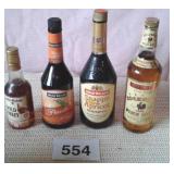 4 SEALED PEACH BRANDY, APRICOT SNAPPY, RUM,
WILD