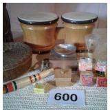 BONGOS,  ORIENTAL ITEMS, STAMPS, HAWAIIAN GUY, ETC