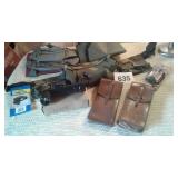 MILITARY FANNY PACK, LEATHER POUCHES, FLASHLIGHT