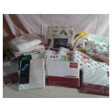 LOT OF NEW AND USED SHEETS - FULL,  BLANKETS, ETC