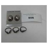 STERLING SILVER PIERCED EARRINGS, DOLPHIN RINGS