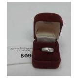 14kt WHITE GOLD BAND, DIAMOND CHIP..2.9 DWT.