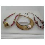 VINTAGE 3 NECKLACES,  CHOKER, HAND PAINTED 
MAY