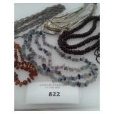 VINTAGE NECKLACES, SOME GLASS, ETC