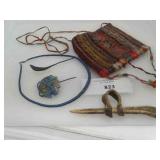 VINTAGE BAG, HAIR PIN, NECKLACE, SPOON ?,
