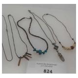 TURQUOISE BEADED INDIAN NECKLACES, STERLING