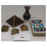 PYRAMIDS, TERROT CARDS, STONE VASE