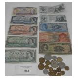 CANADIAN BILLS, MEXICAN BILLS & COINS